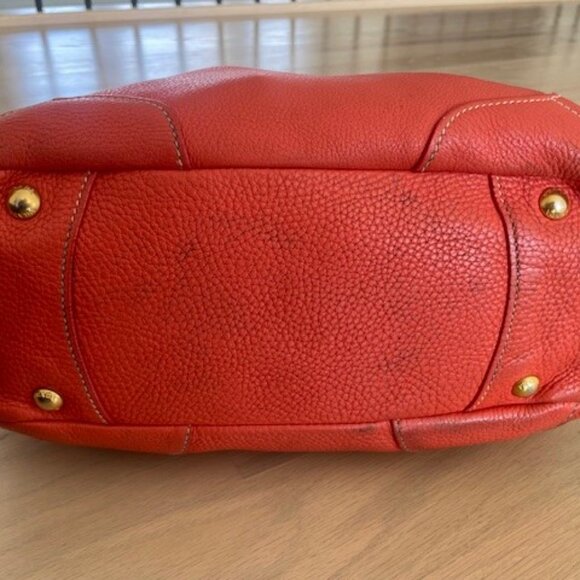 Prada Vitello Daino Side Pocket Hobo Shoulder Bag Papaya - Picture 4 of 7